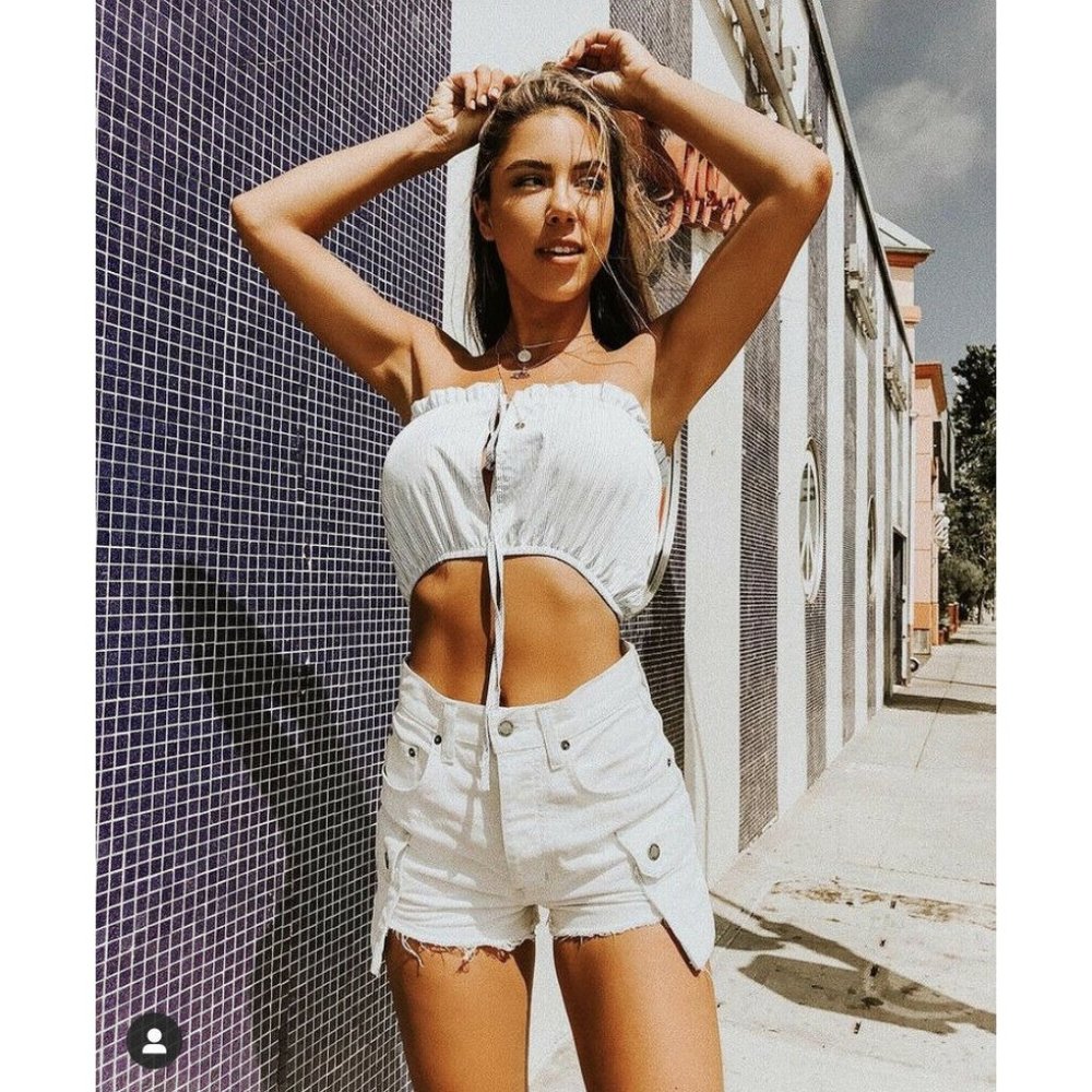 LF Carmar Titania Cargo Jean Shorts White 24 NWT - Picture 1 of 10
